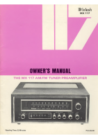 McIntosh MX-117 - Owners manual 